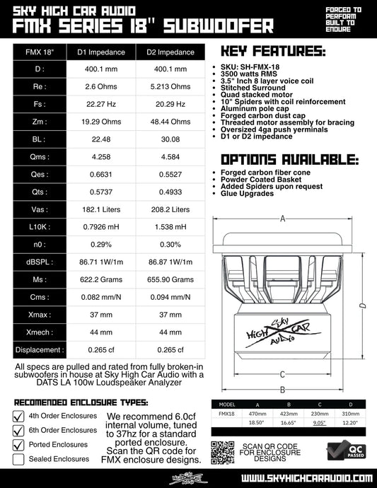 Sky High Car Audio FMX Series 18" Subwoofer