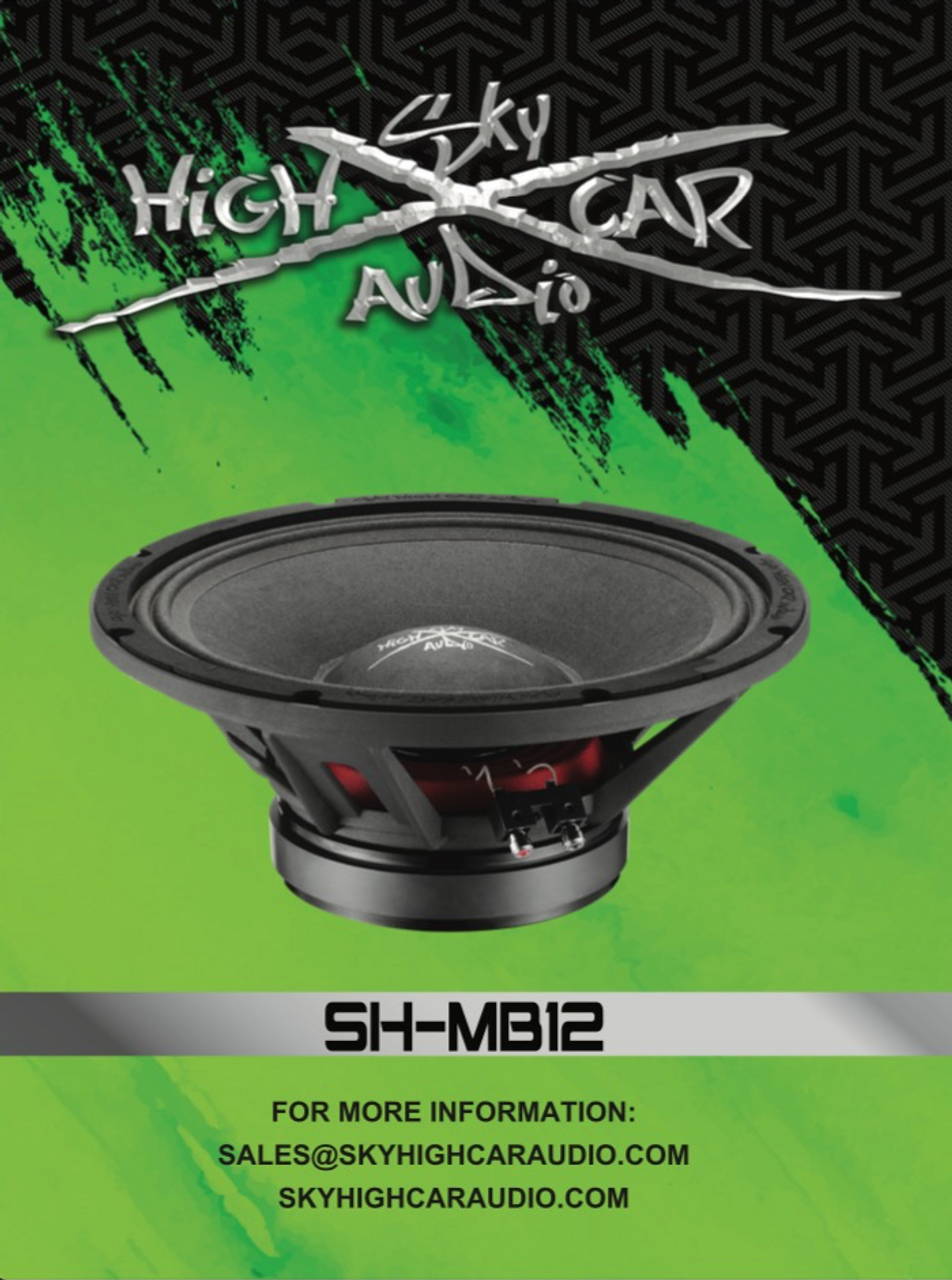 Sky High Car Audio SHCA Pro Audio MB12 – 12" Midbass Loudspeaker 1000 Watts 8 Ohm (Single) - Audio Sellerz