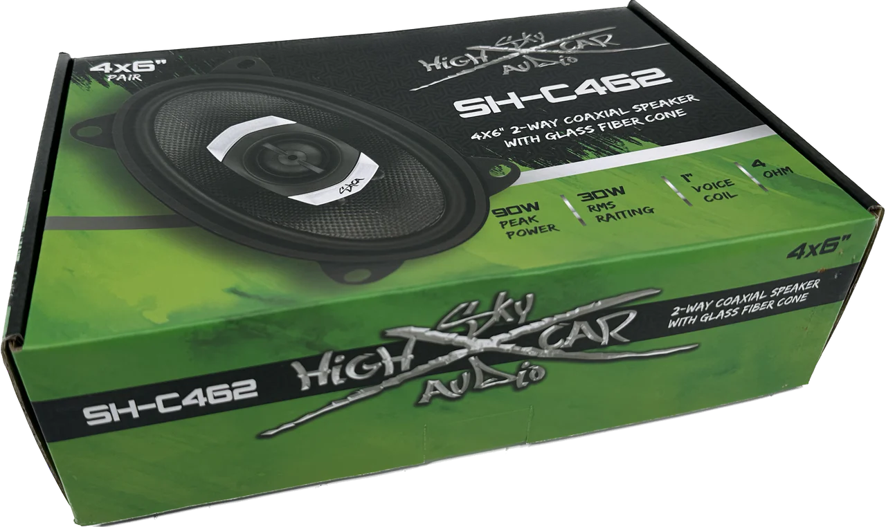 SHCA - C462 4x6" 2-way Coaxial Speakers (Pair) With Glass Fiber Cone and Pivoting Tweeter