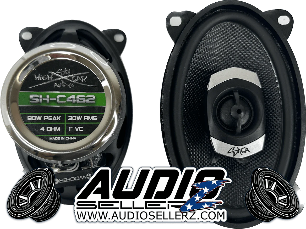 SHCA - C462 4x6" 2-way Coaxial Speakers (Pair) With Glass Fiber Cone and Pivoting Tweeter