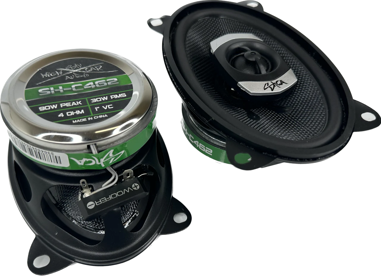 SHCA - C462 4x6" 2-way Coaxial Speakers (Pair) With Glass Fiber Cone and Pivoting Tweeter