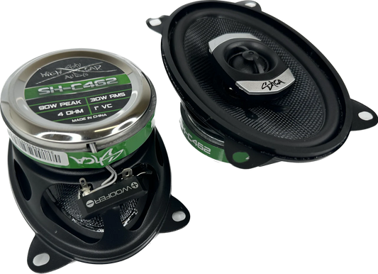 SHCA - C462 4x6" 2-way Coaxial Speakers (Pair) With Glass Fiber Cone and Pivoting Tweeter
