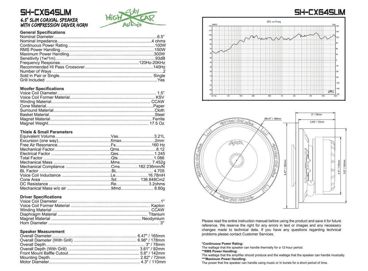 6.5" Slim Coaxial Speaker