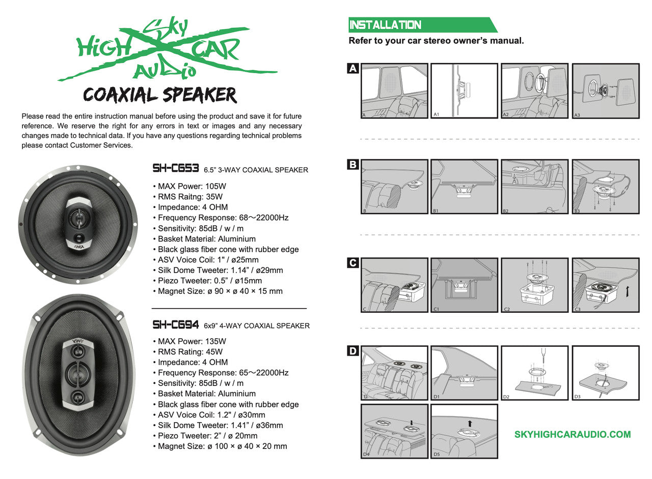 SHCA - C653 6.5" 3-way Coaxial (Pair)