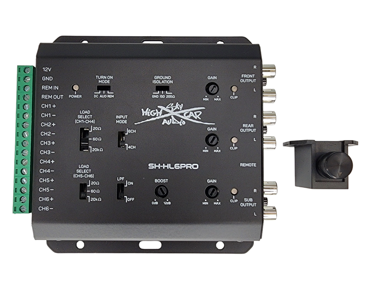 Sky High Car Audio 6 Channel Hi To Low Converter with Remote Bass Control