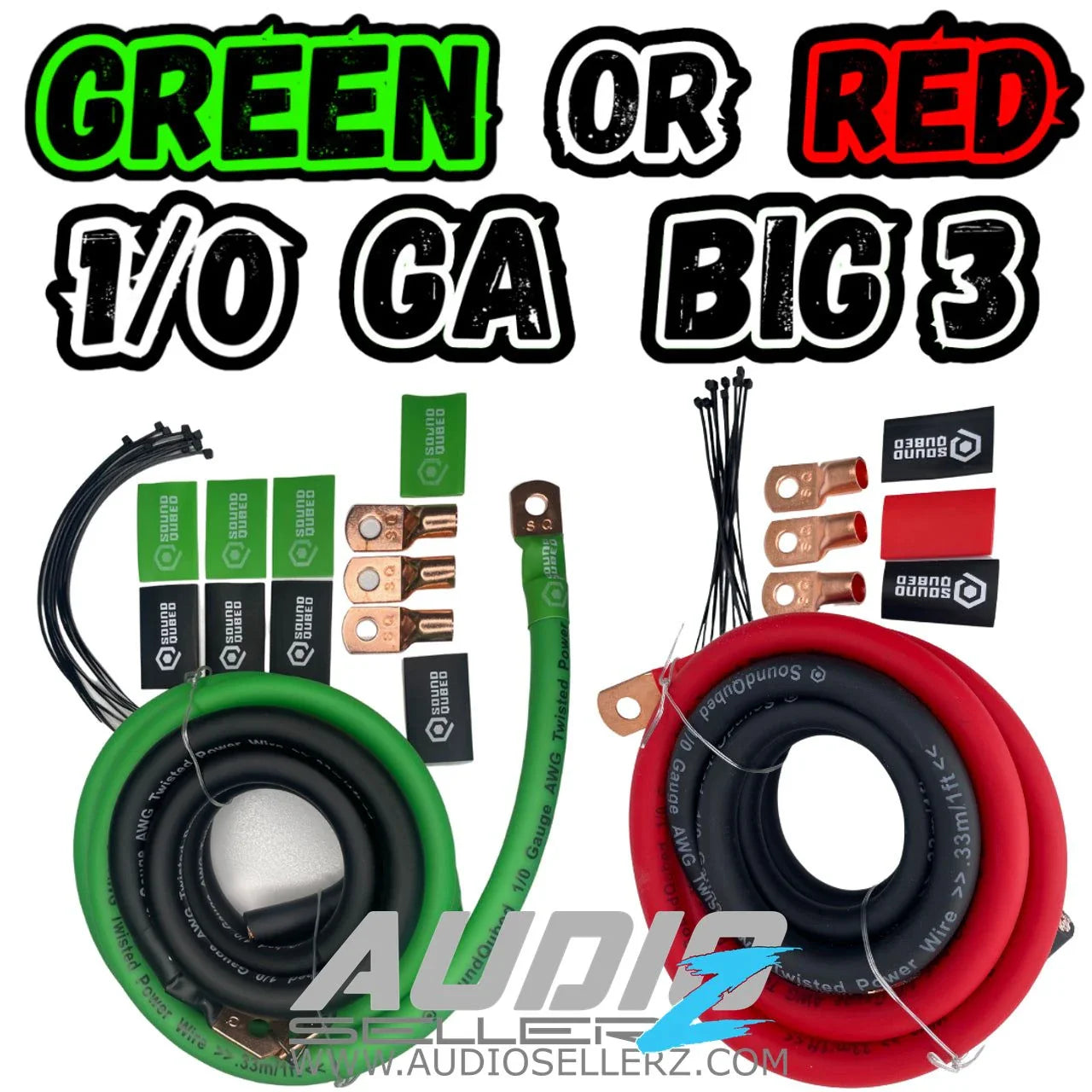 SoundQubed 1/0 Gauge Big 3 Upgrade Kit – CCA wire