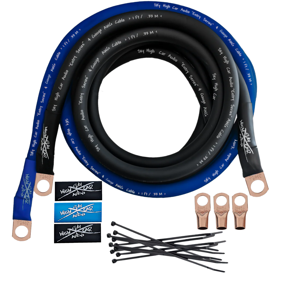 Sky High Car Audio E-Series 4 Gauge CCA Big 3 Upgrade Kit - Audio Sellerz