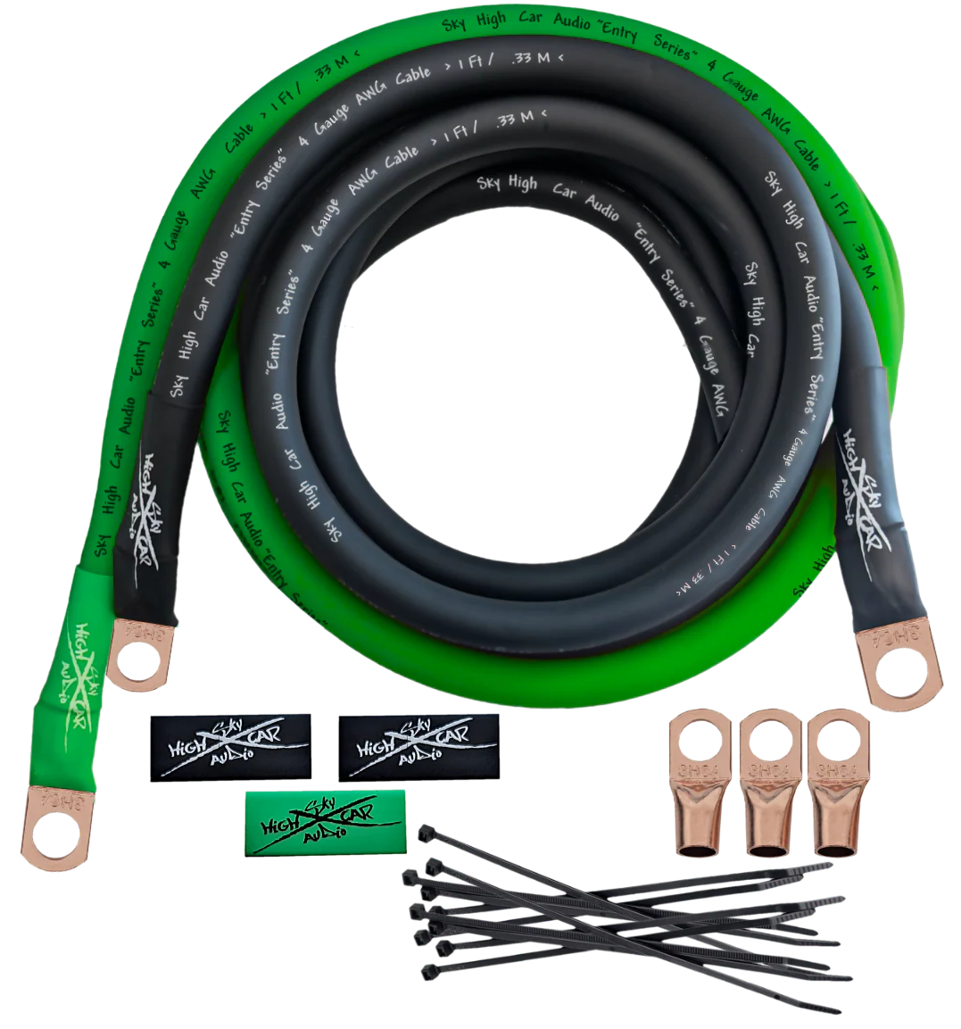 Sky High Car Audio E-Series 4 Gauge CCA Big 3 Upgrade Kit - Audio Sellerz