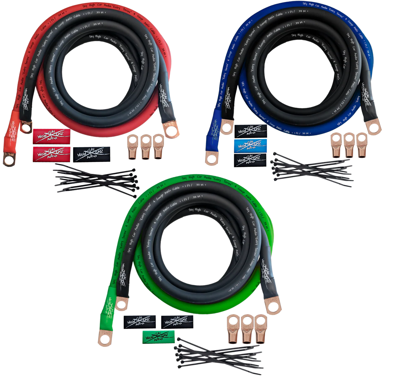 Sky High Car Audio E-Series 4 Gauge CCA Big 3 Upgrade Kit - Audio Sellerz