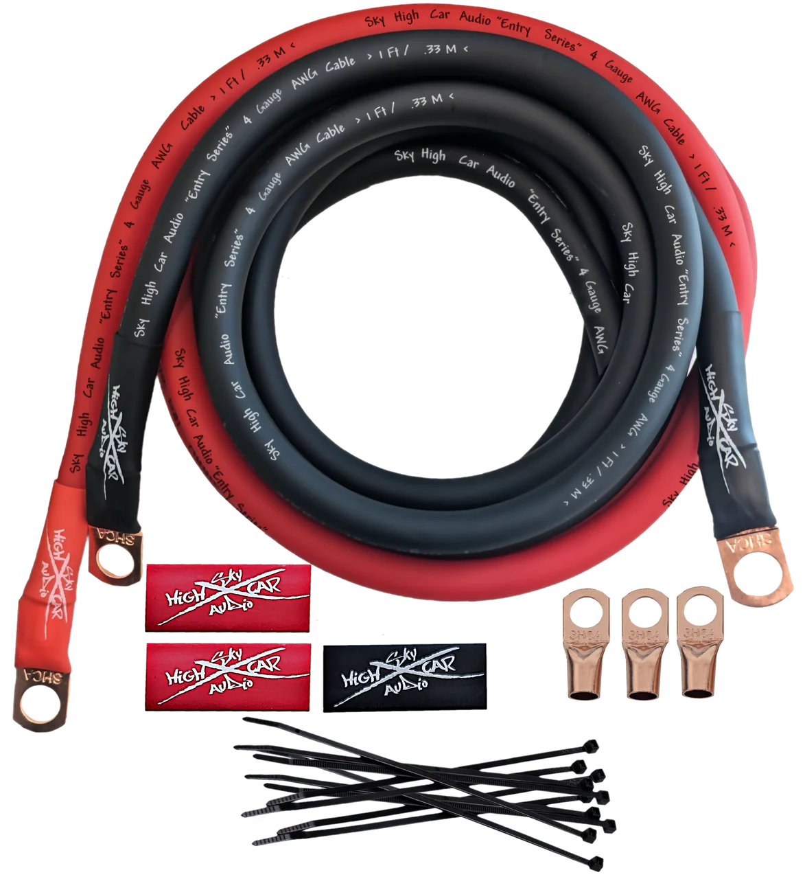 Sky High Car Audio E-Series 4 Gauge CCA Big 3 Upgrade Kit - Audio Sellerz