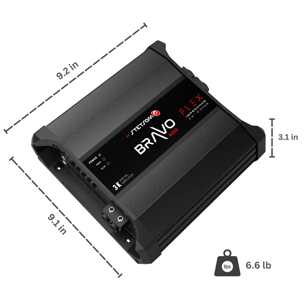 Stetsom Bravo Bass Flex 3K 0.5-2 Ohm Monoblock Car Amplifier - Audio Sellerz