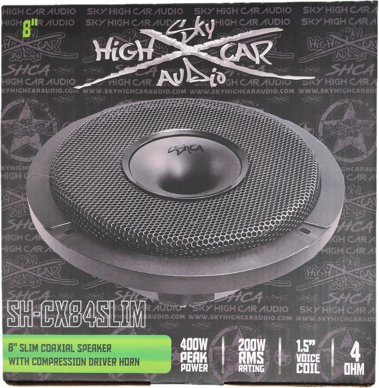Sky High Car Audio SH-CX84SLIM 8" Slim Coaxial Speaker With Compression Driver Horn