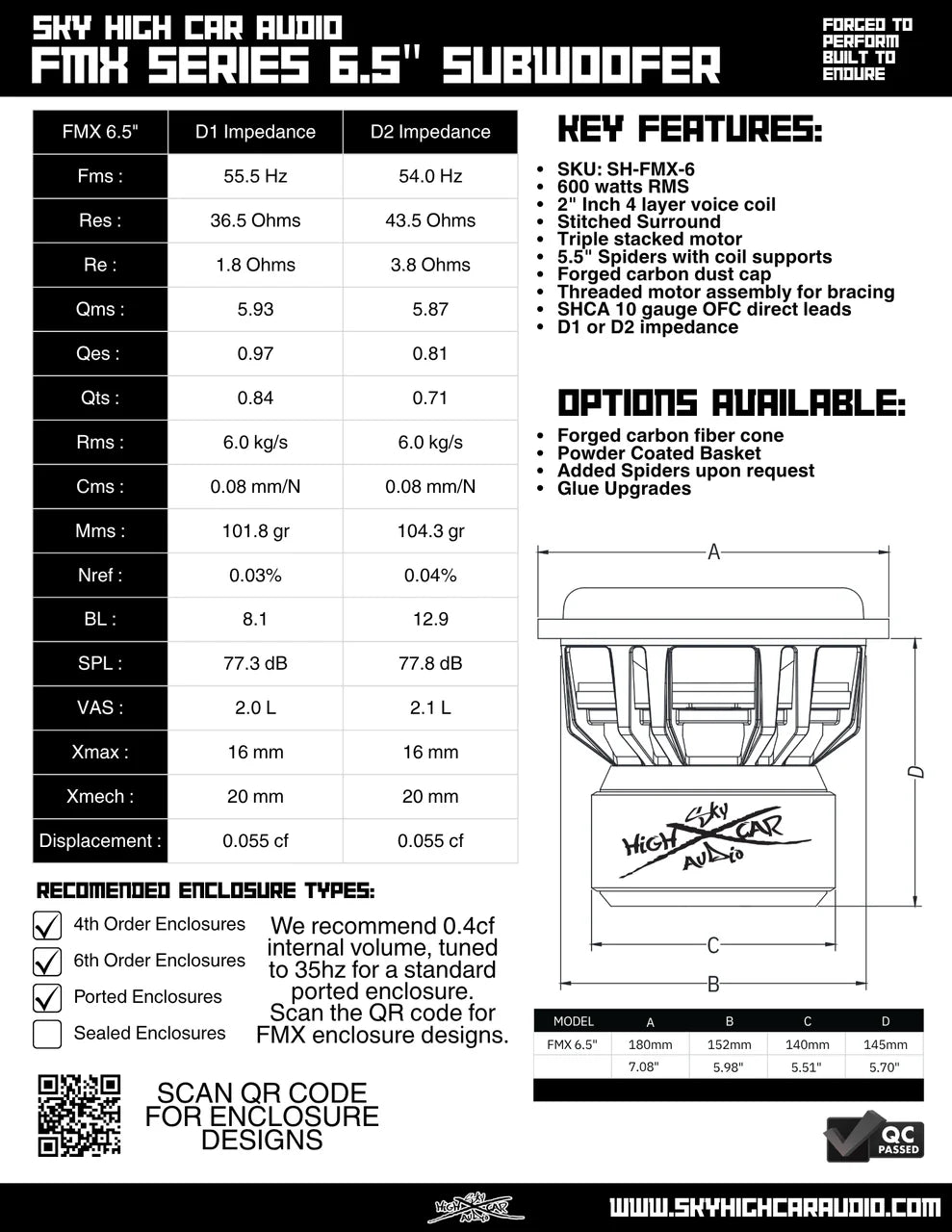 Sky High Car Audio FMX Series 6.5" Subwoofer