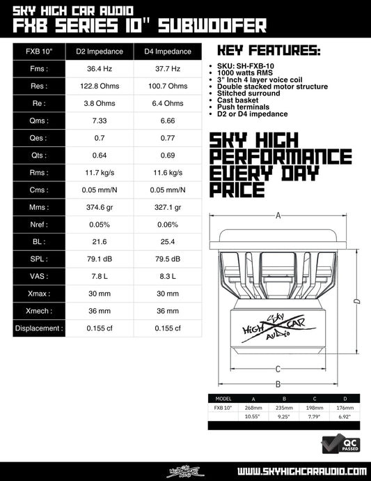 Sky High Car Audio FXB Series 10" Subwoofer