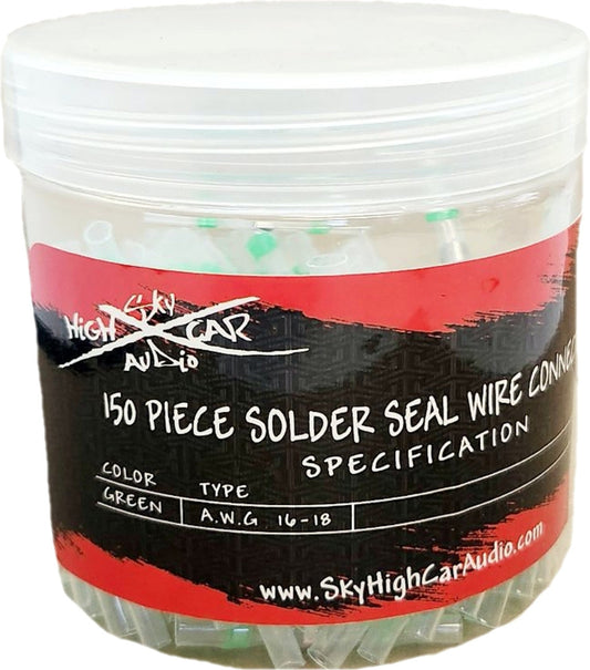 Sky High Car Audio Solder Seal Wire Connectors Green AWG 16-18 150 Pieces