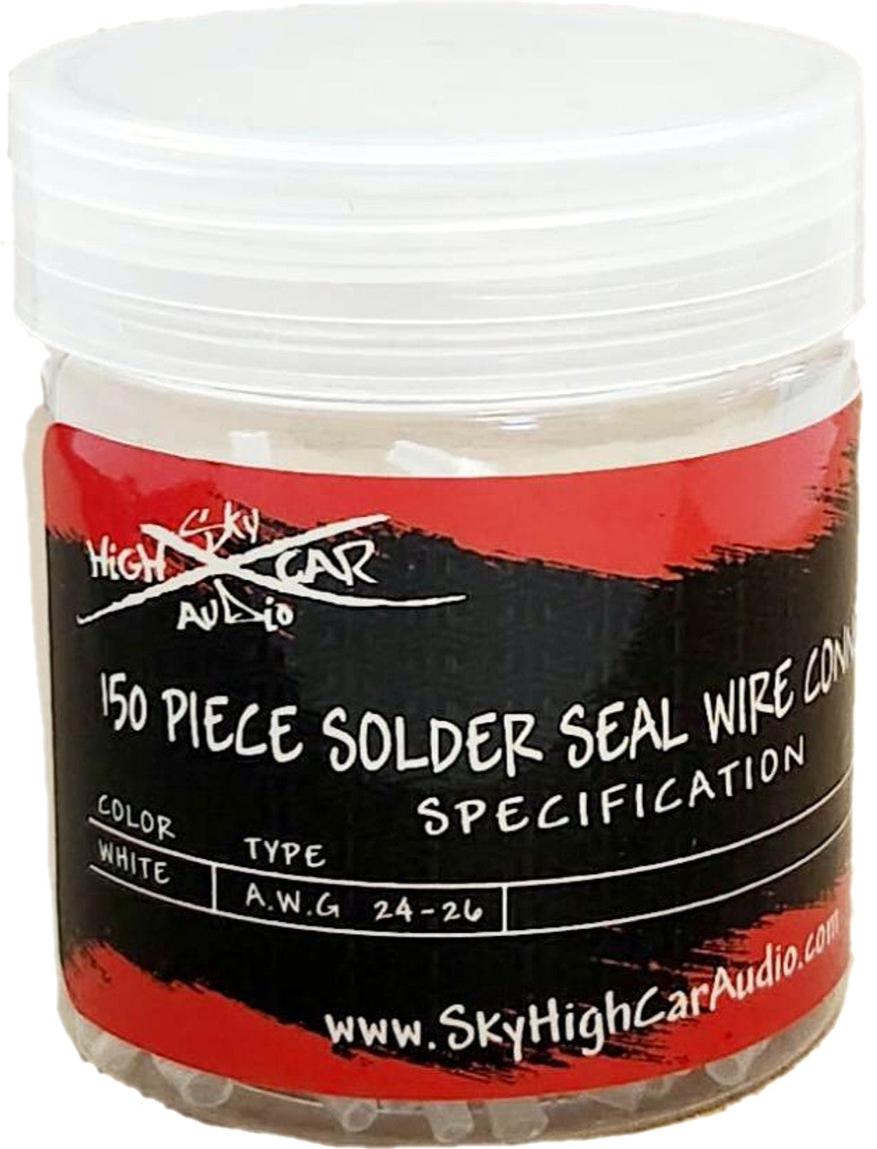 Sky High Car Audio Solder Seal Wire Connectors White AWG 24-26 150 pieces