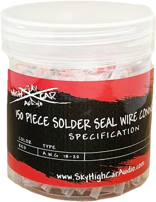 Sky High Car Audio Red Solder Seal Wire Connectors AWG 18-22 150 pc
