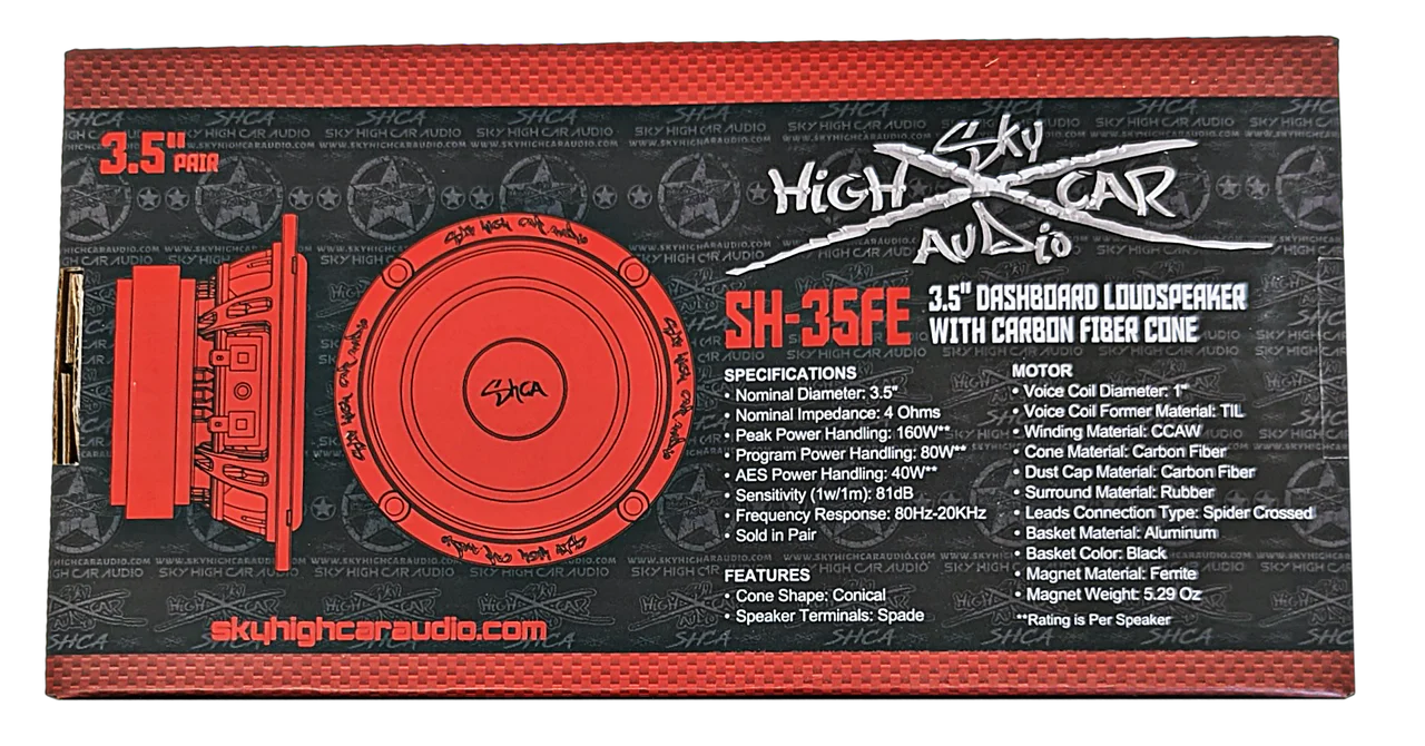 Sky High Car Audio SH-35FE 3.5" Loudspeaker with Carbon Fiber Cone (Pair)