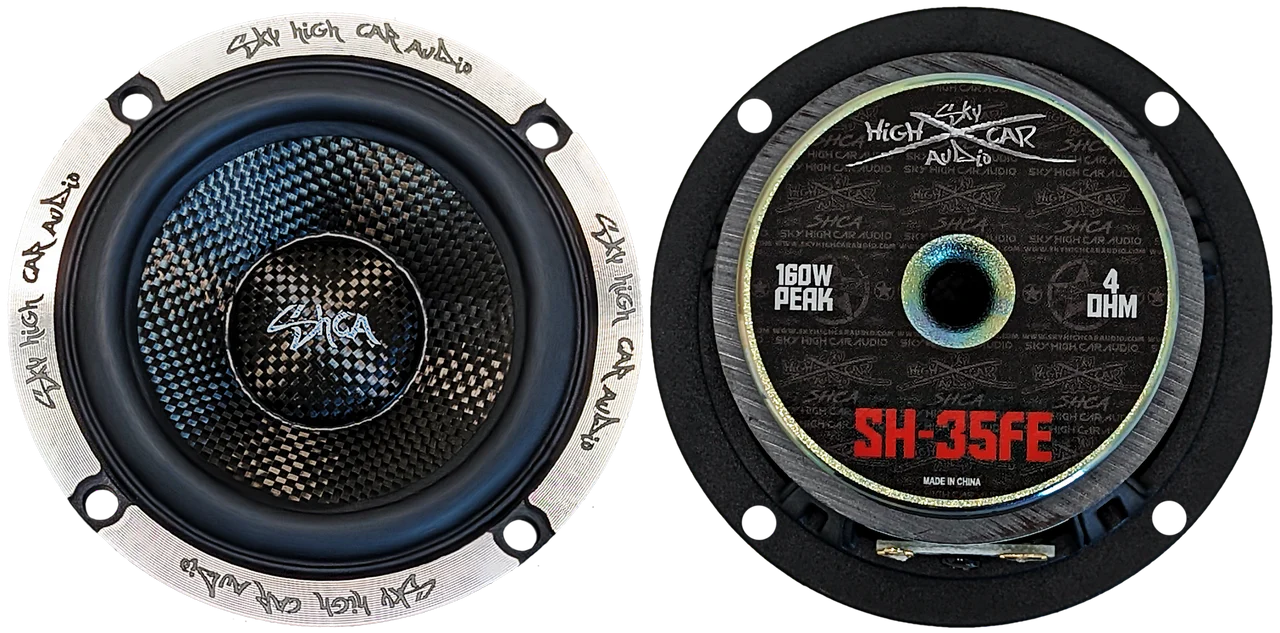 Sky High Car Audio SH-35FE 3.5" Loudspeaker with Carbon Fiber Cone (Pair)