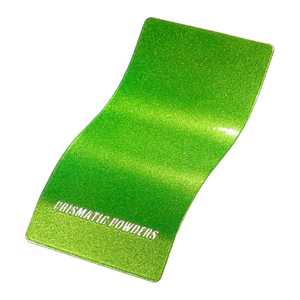 ILLUSION SOUR APPLE PMB-6913 Top coat PPS-2974 Clear Vision Prismatic Powders powder coat color swatch