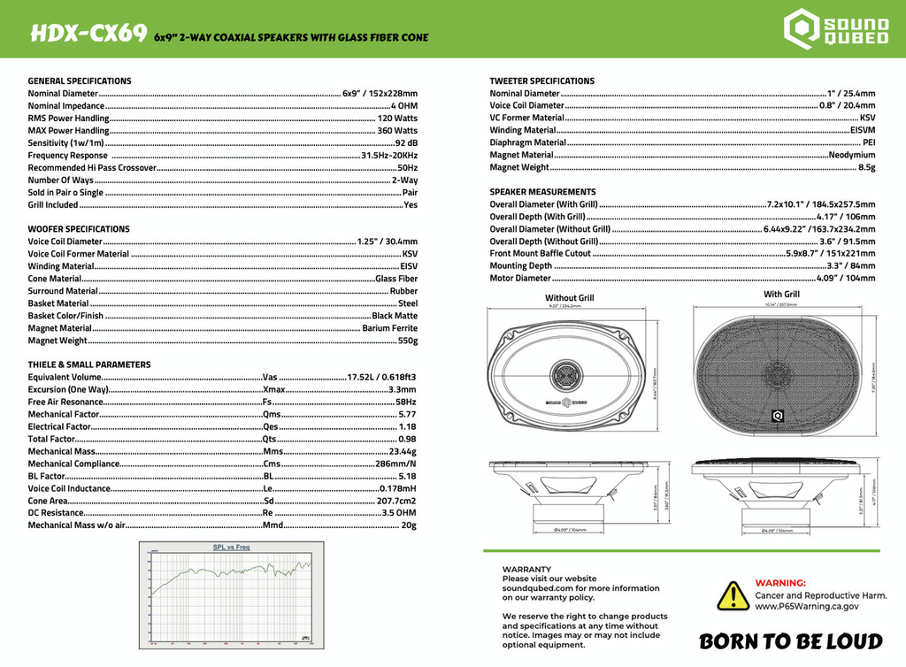 Soundqubed HDX Series 6x9" Coaxial 2-way Speakers