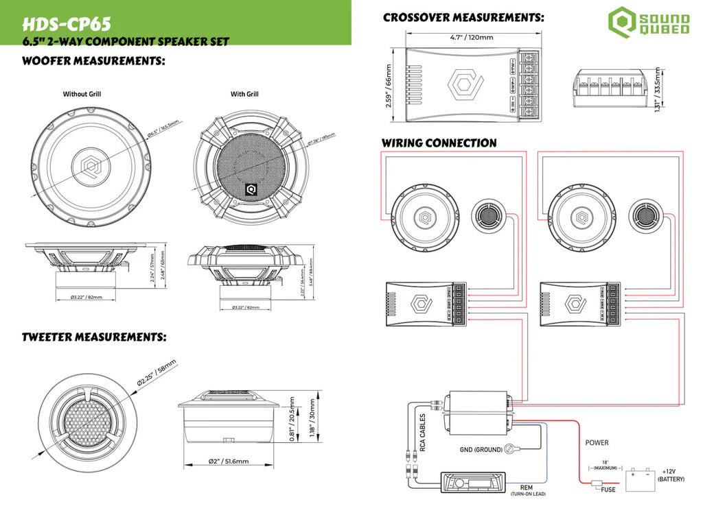 Soundqubed HDS Series 6.5" Components 2-way Speakers